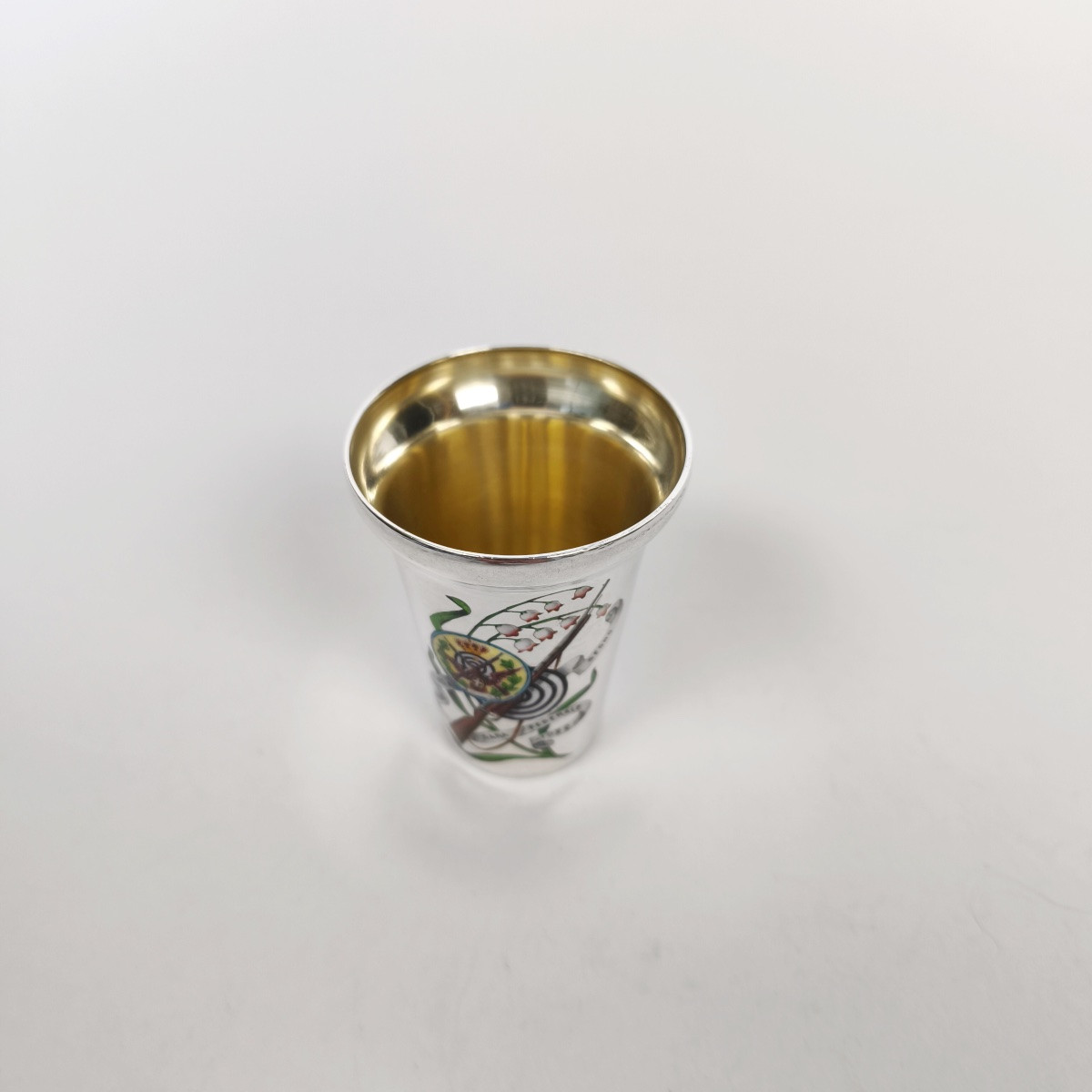 Enameled Sterling Silver Cup, Italian Shooting Prize, Early 20th Century. Art Nouveau. -photo-2