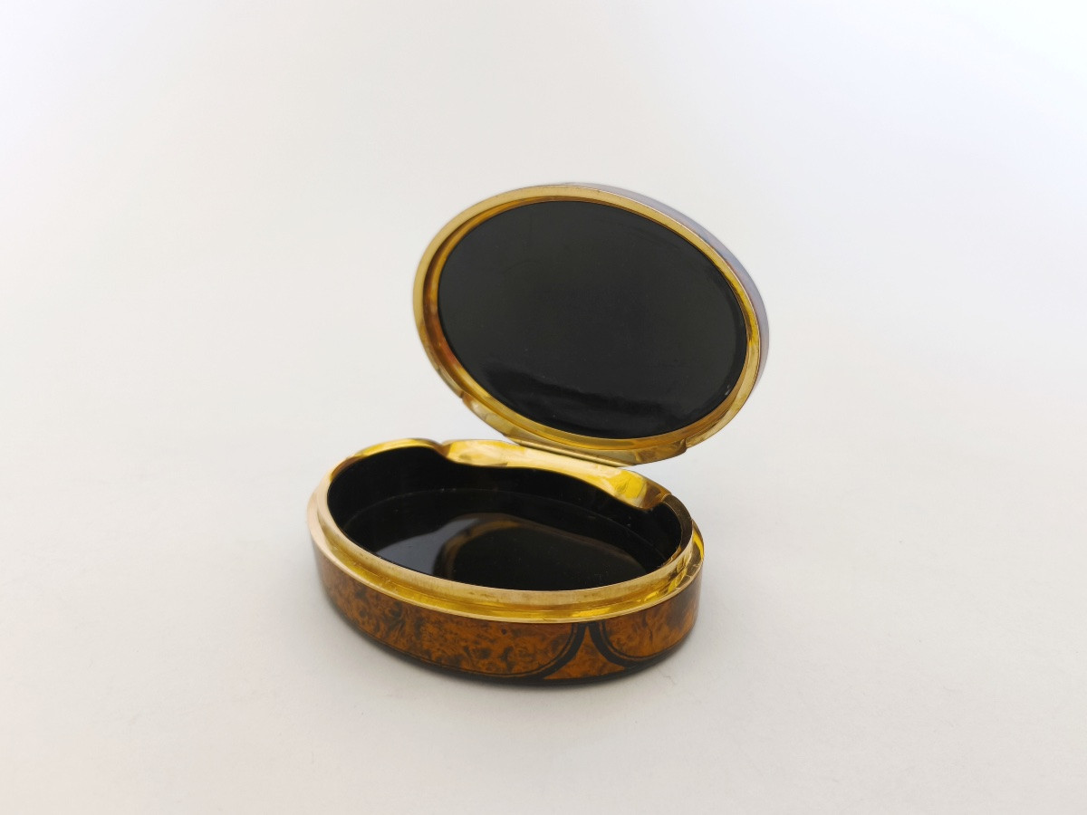 Snuff Box In Burl Wood And Solid Gold. 19th Century, Restoration - July Monarchy-photo-2