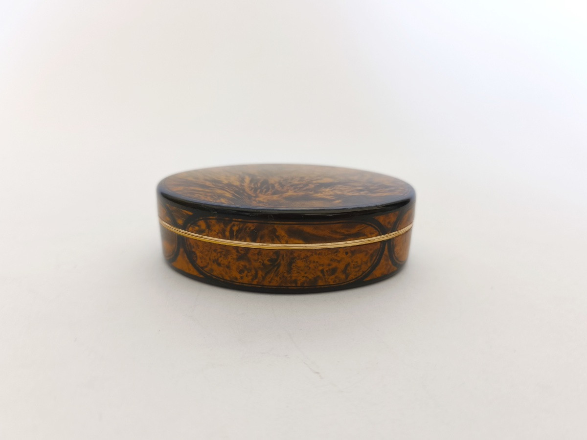 Snuff Box In Burl Wood And Solid Gold. 19th Century, Restoration - July Monarchy-photo-4