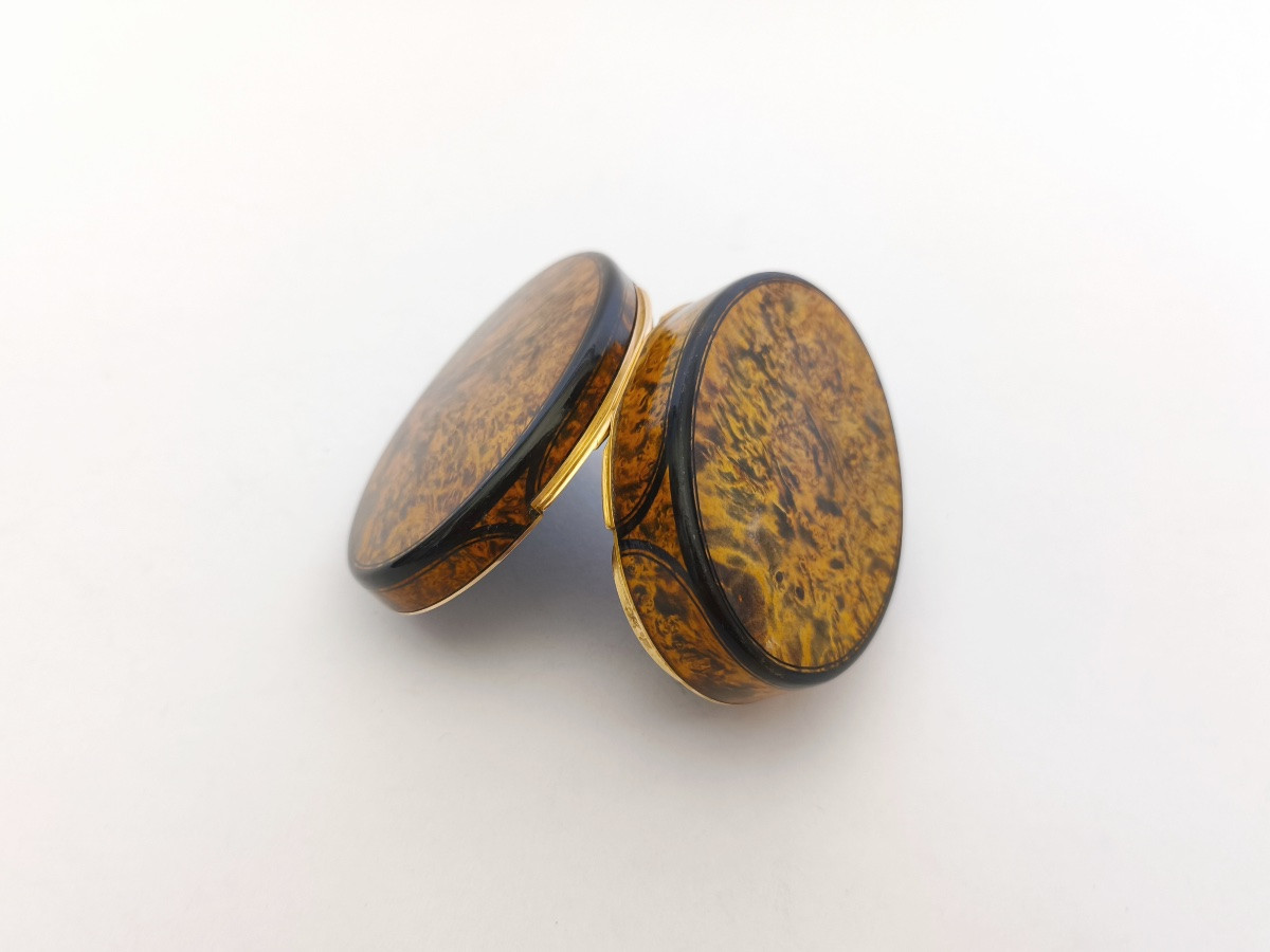 Snuff Box In Burl Wood And Solid Gold. 19th Century, Restoration - July Monarchy-photo-4
