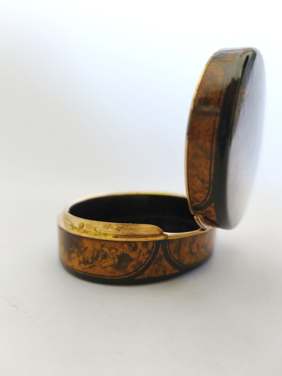 Snuff Box In Burl Wood And Solid Gold. 19th Century, Restoration - July Monarchy-photo-5