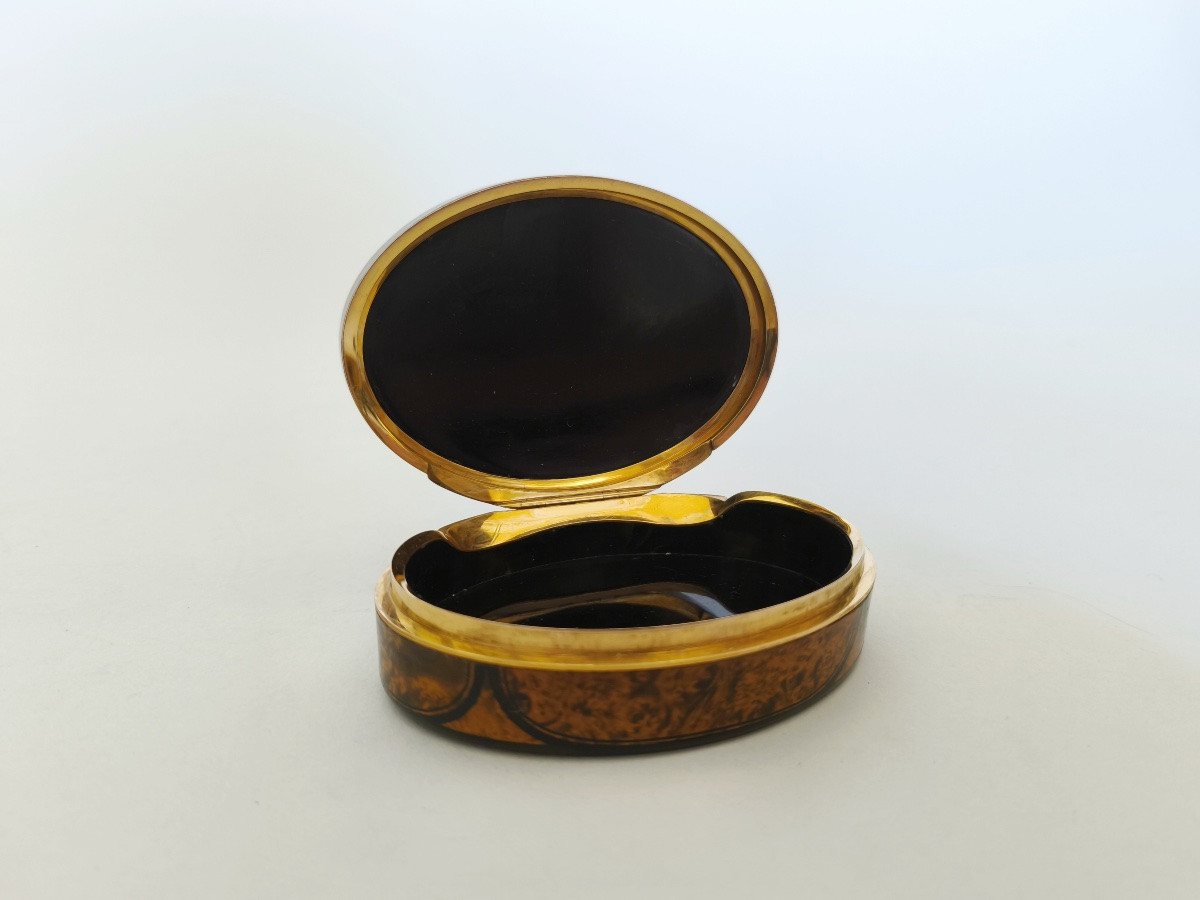 Snuff Box In Burl Wood And Solid Gold. 19th Century, Restoration - July Monarchy-photo-6