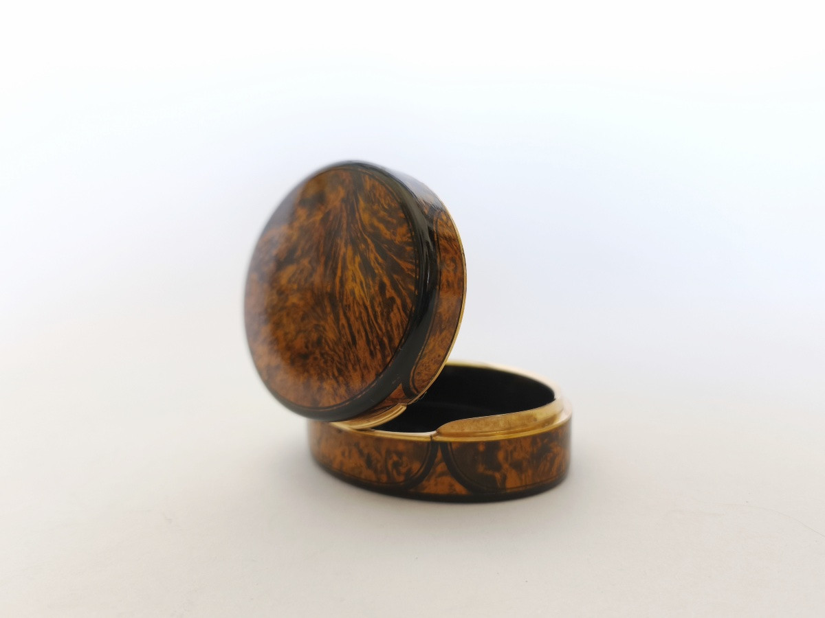 Snuff Box In Burl Wood And Solid Gold. 19th Century, Restoration - July Monarchy-photo-8