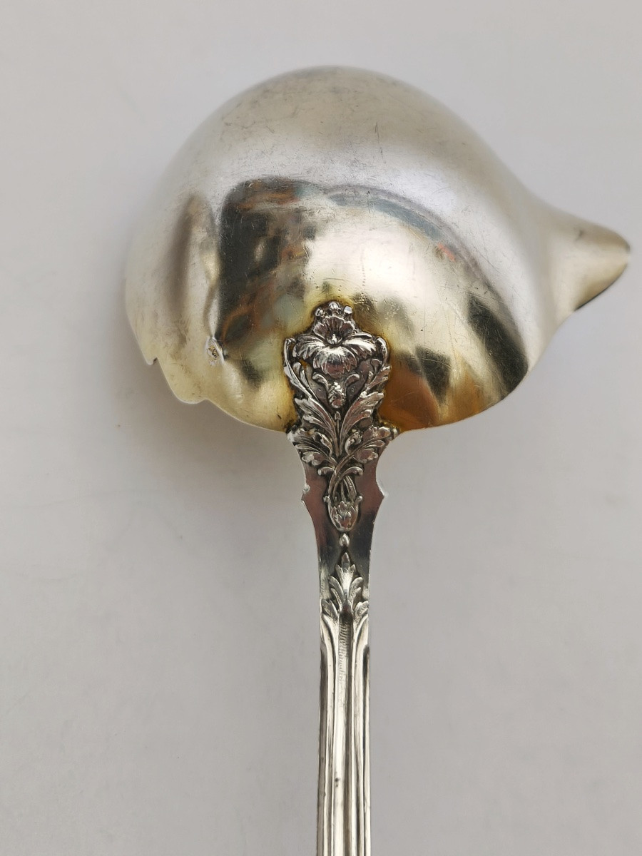 Reczka / Puiforcat : couvert à salade et louche argent massif & vermeil. Art Nouveau. Moderne. -photo-3