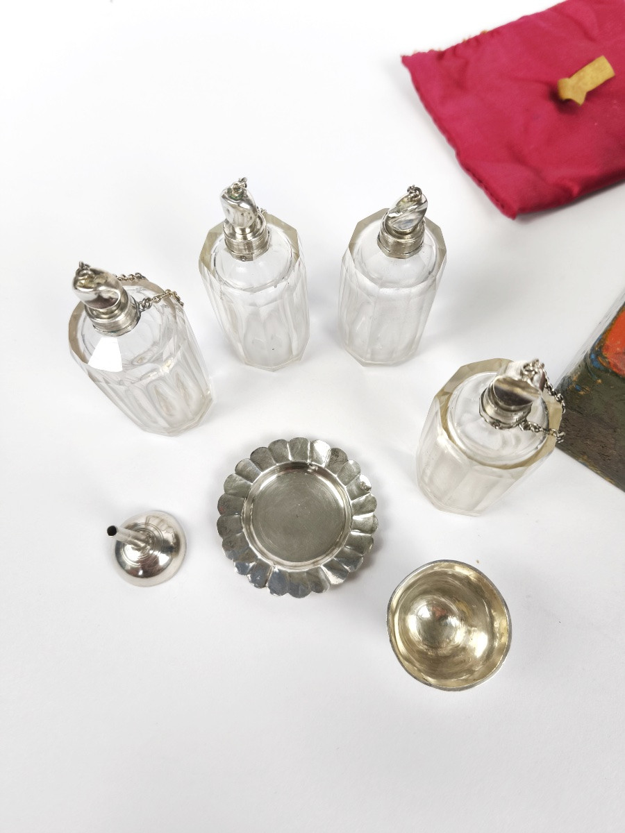  18th Century Silver And Martin Varnish Perfume Cellar, Scent Box Or Travel Kit-photo-5
