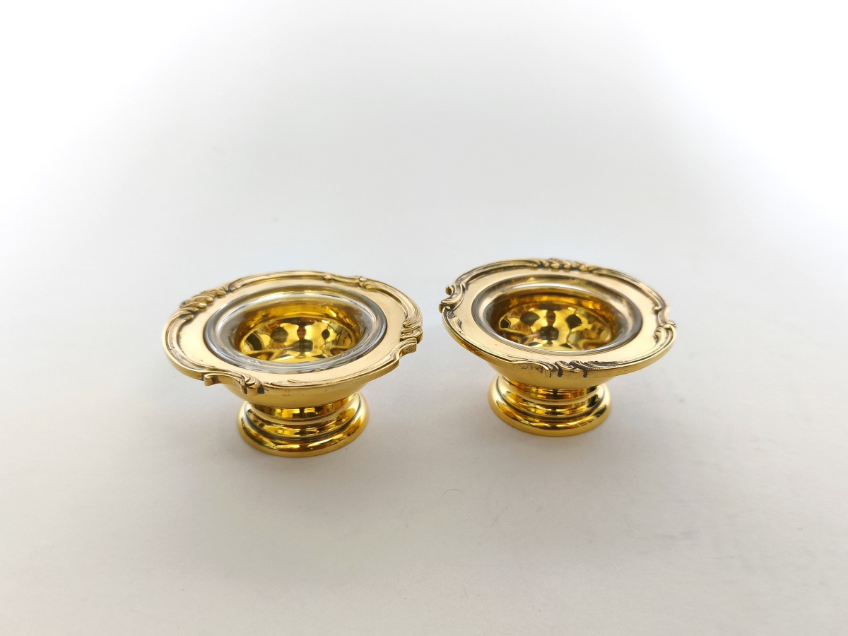 Tétard Frères: Pair Of Louis XV Style Salt Cellars In Solid Silver Gilt. Salt And Pepper Shakers-photo-1