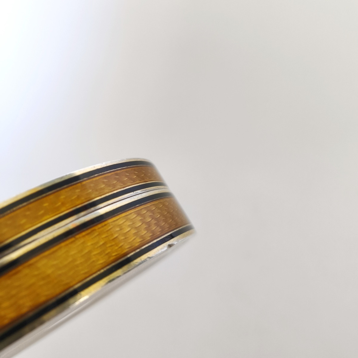 Puiforcat (?): Snuff Box In Solid Silver, Guilloché Vermeil & Enamel. Enamel. Art Deco-photo-5