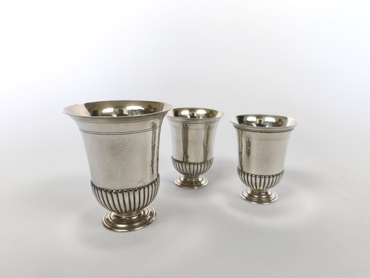 Auger Suc. Froment Meurice: Three Heavy Solid Silver Timpani, 18th Century Style. -photo-3