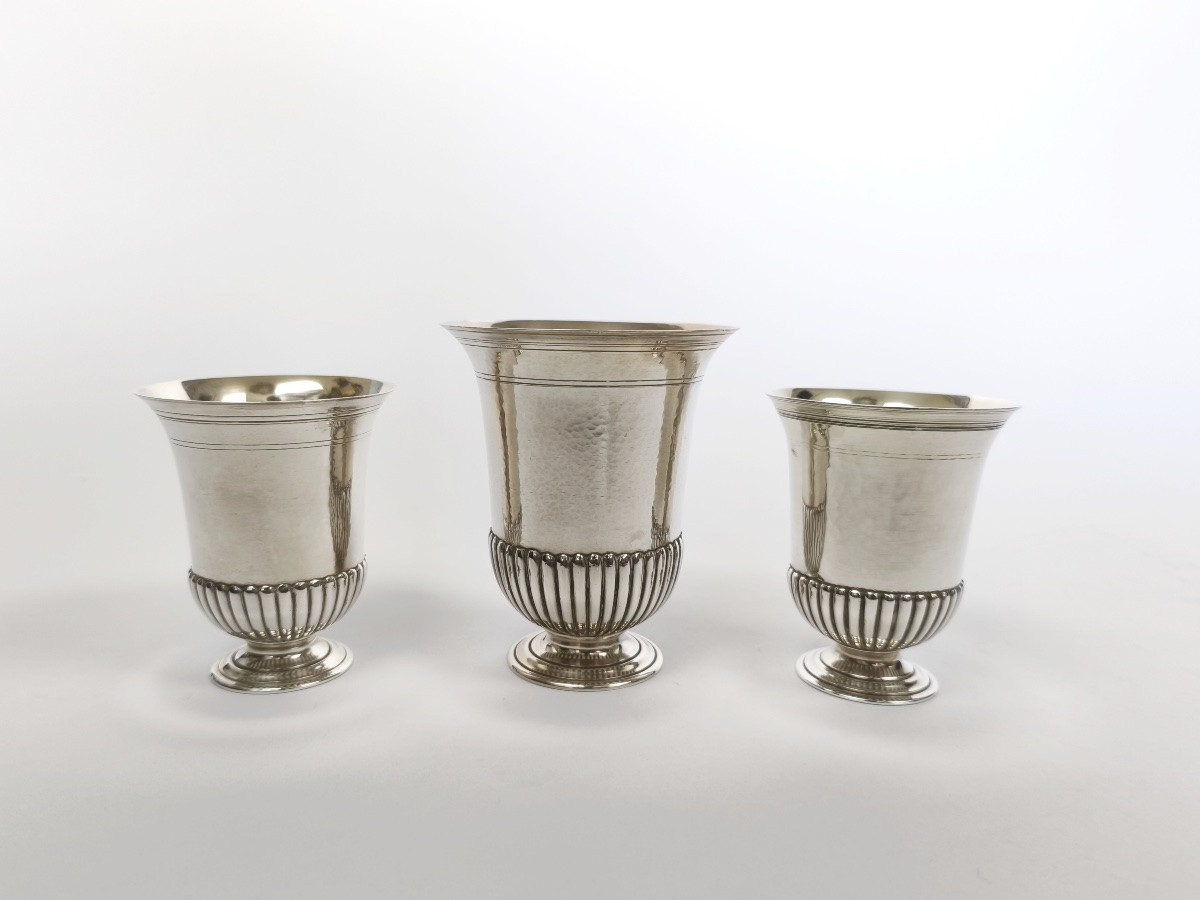 Auger Suc. Froment Meurice: Three Heavy Solid Silver Timpani, 18th Century Style. -photo-4