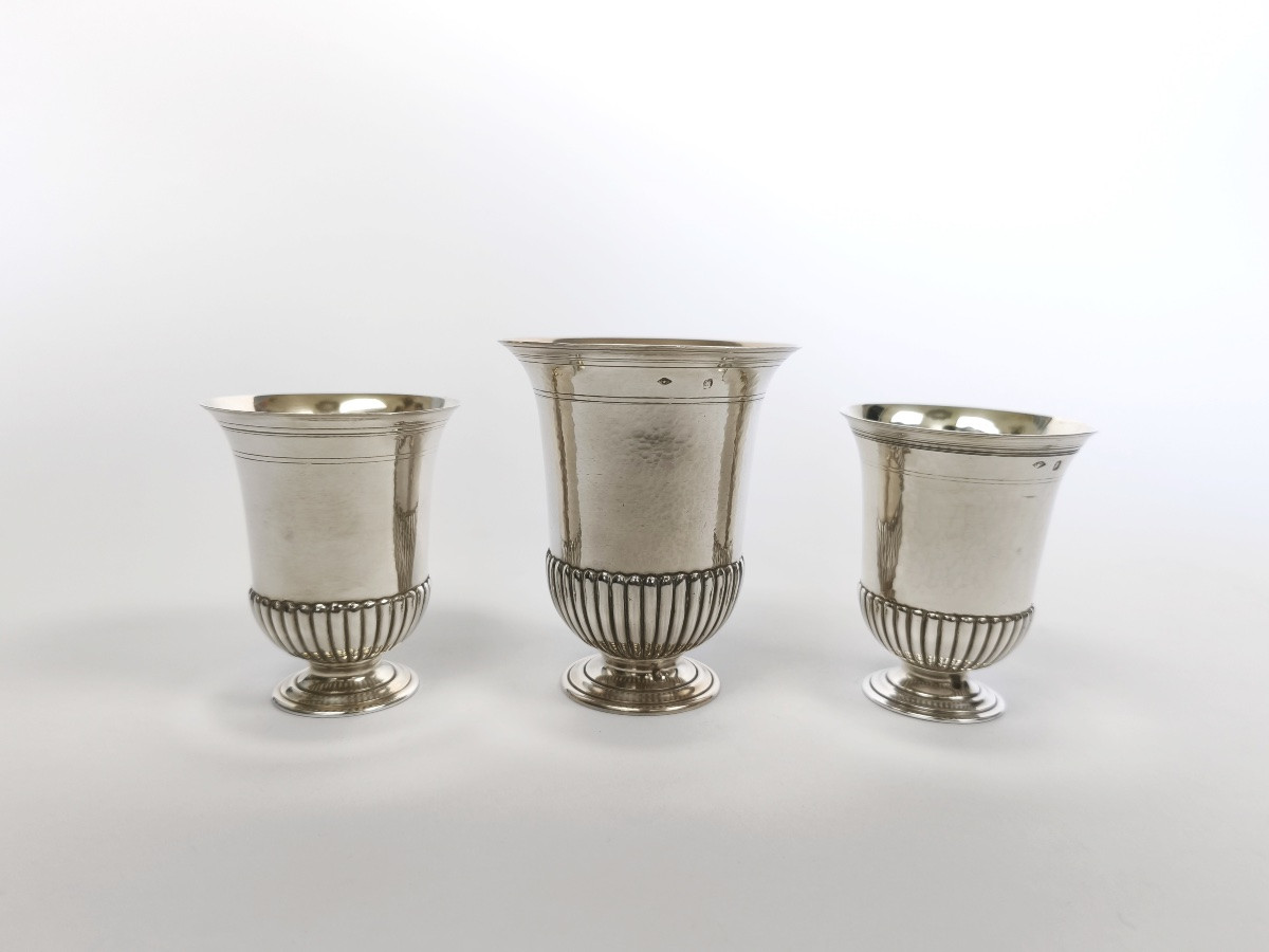 Auger Suc. Froment Meurice: Three Heavy Solid Silver Timpani, 18th Century Style. -photo-2