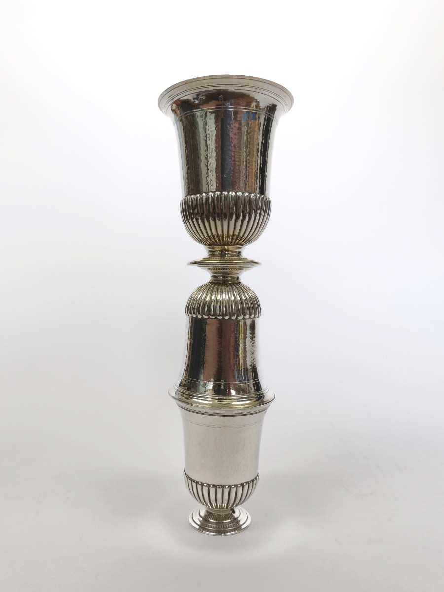 Auger Suc. Froment Meurice: Three Heavy Solid Silver Timpani, 18th Century Style. -photo-7