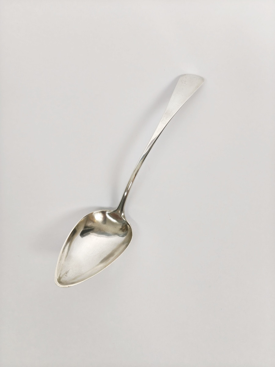 Large Serving Spoon For Stew Or Feijoada In Solid Silver. Portugal, Early 19th Century. 