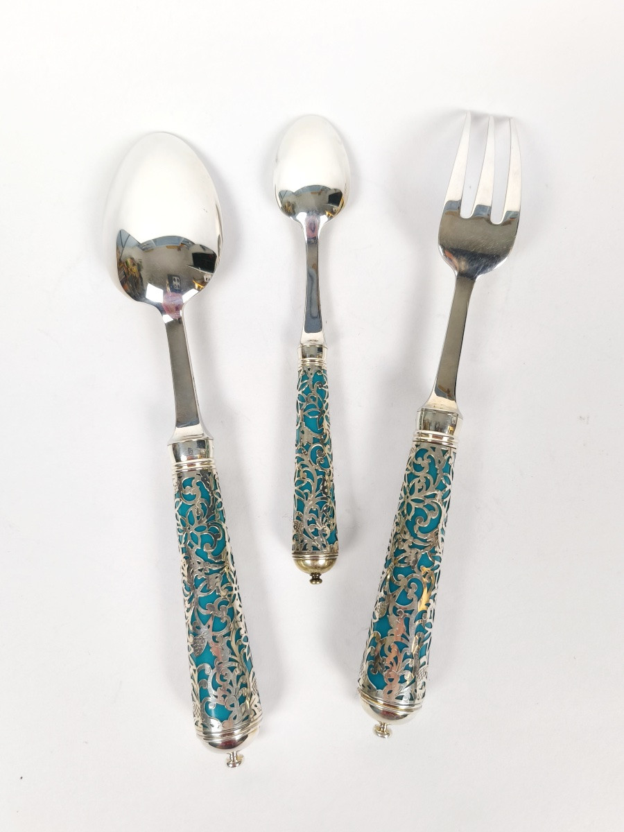 Peter / Ercuis : couvert de table en argent massif modèle Insolent. Début XXIe siècle. -photo-2