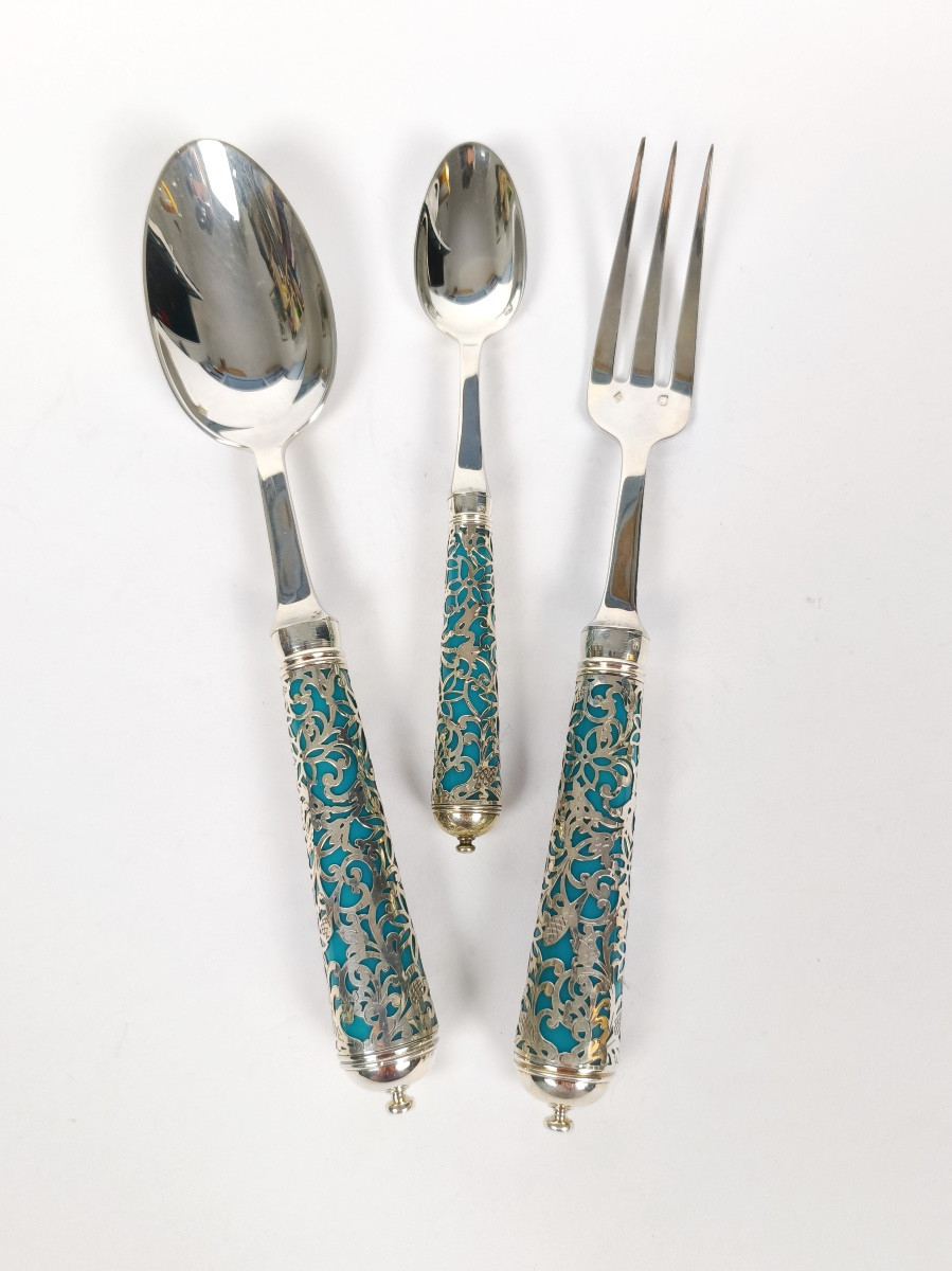 Peter / Ercuis : couvert de table en argent massif modèle Insolent. Début XXIe siècle. 