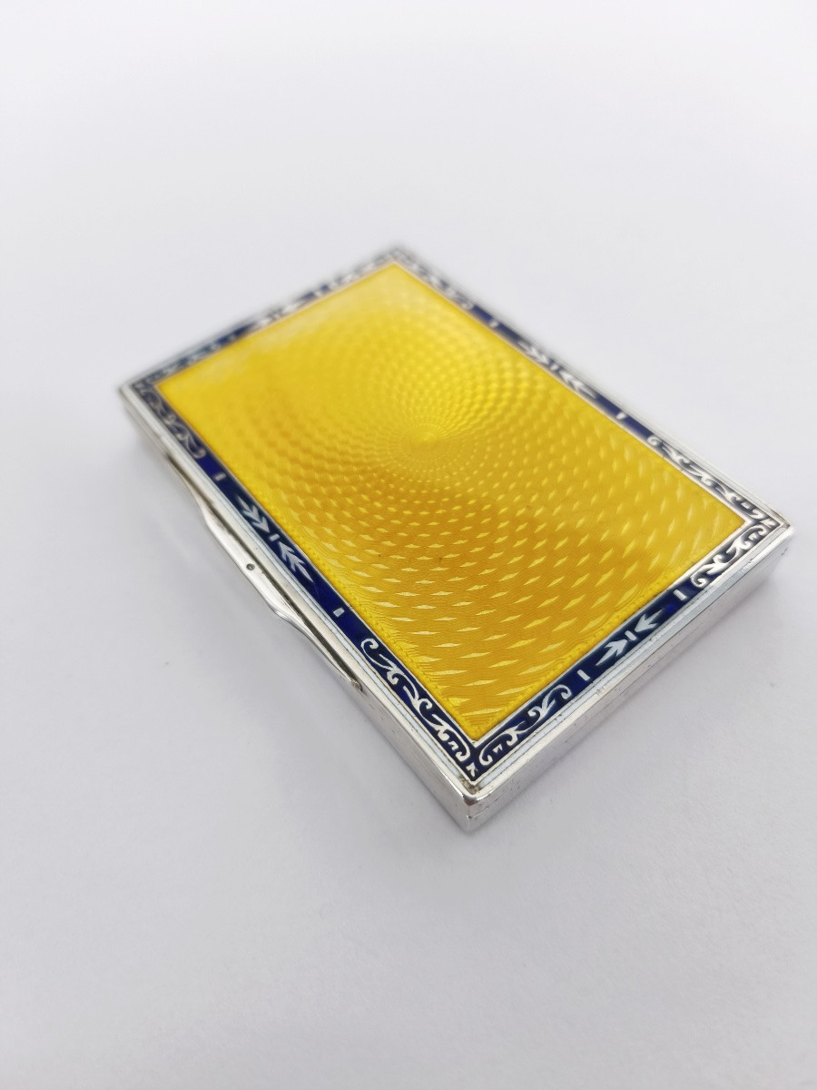  Franz Schneider : boite étui en argent massif guilloché et émaillé. Autriche, début XXe siècle-photo-3