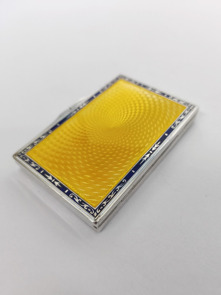  Franz Schneider : boite étui en argent massif guilloché et émaillé. Autriche, début XXe siècle-photo-4