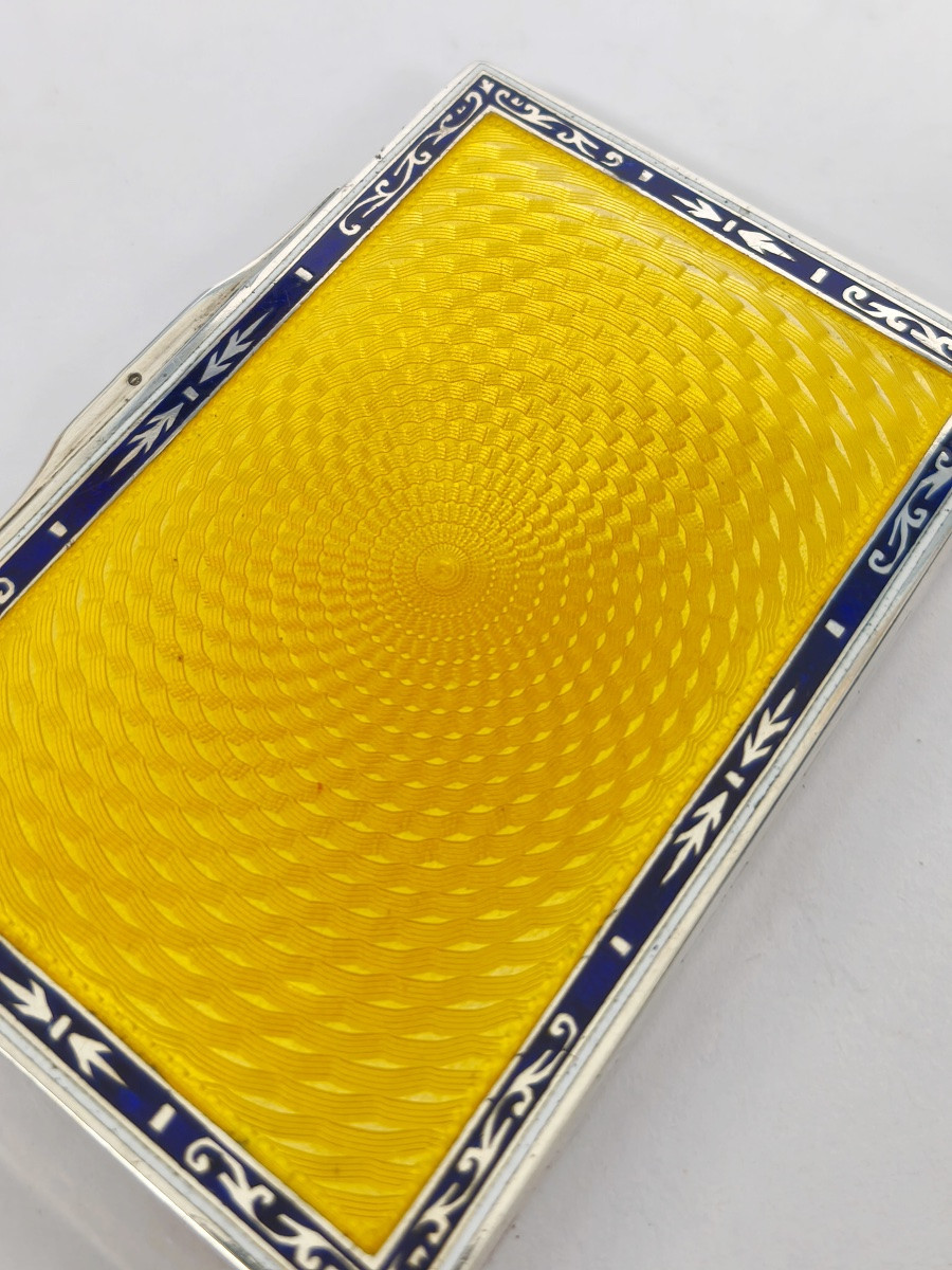  Franz Schneider : boite étui en argent massif guilloché et émaillé. Autriche, début XXe siècle-photo-5