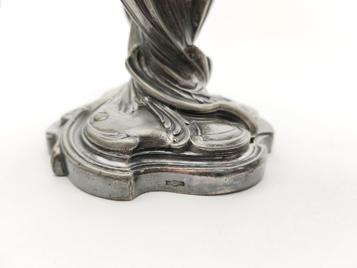 Saglier : paire de candélabres rocaille st. Louis XV mouvementé. XIXe siècle. Flambeau bougeoir-photo-2