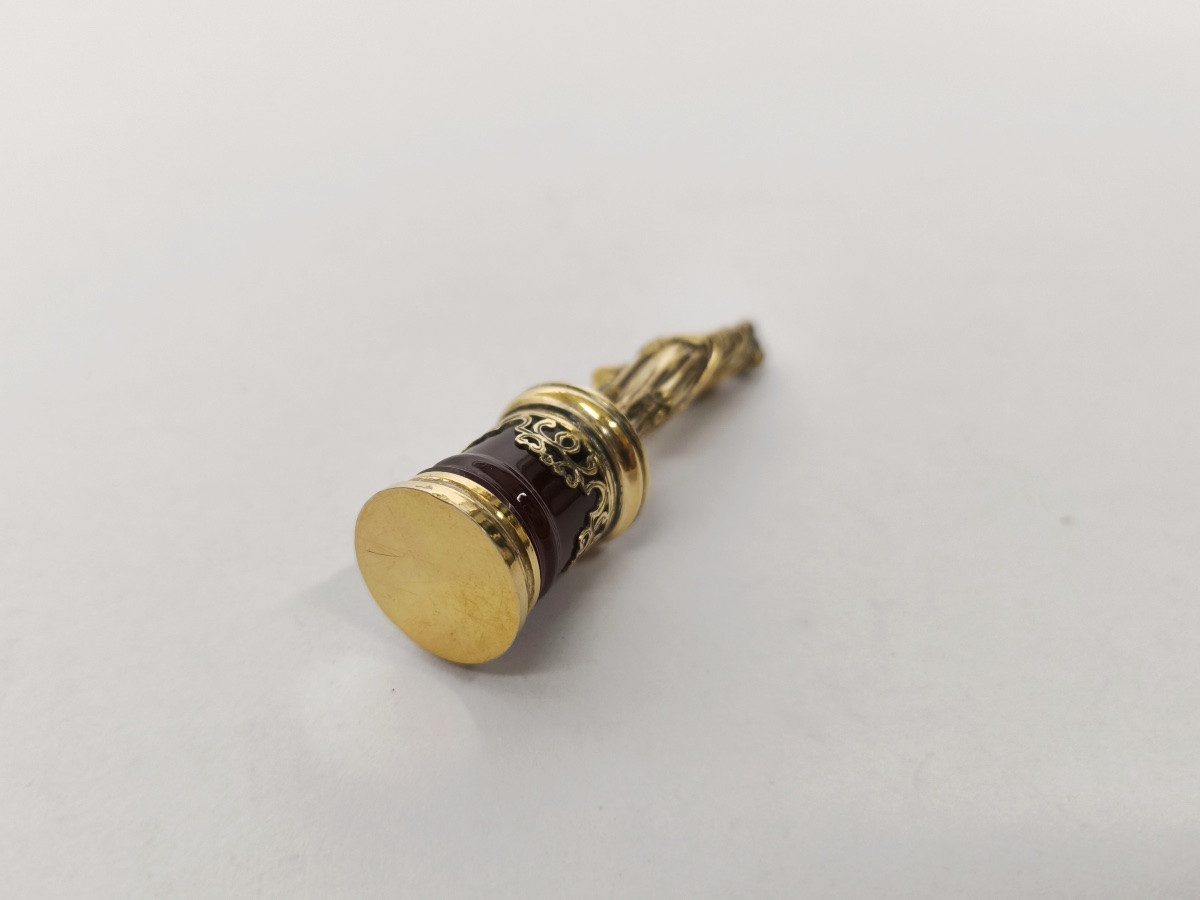 Lucien Bouclier: Christian Seal, Allegory Of Hope In Silver-gilt And Carnelian. Late 19th Century-photo-5