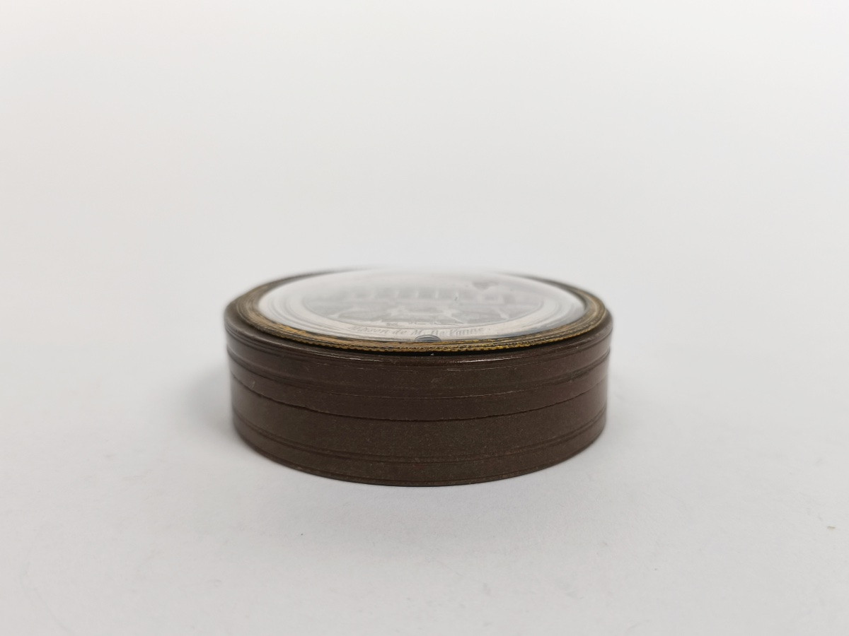 Snuffbox In Composition Imitating Porphyry & Engraving Of A Parisian House. 18th-19th Century-photo-1