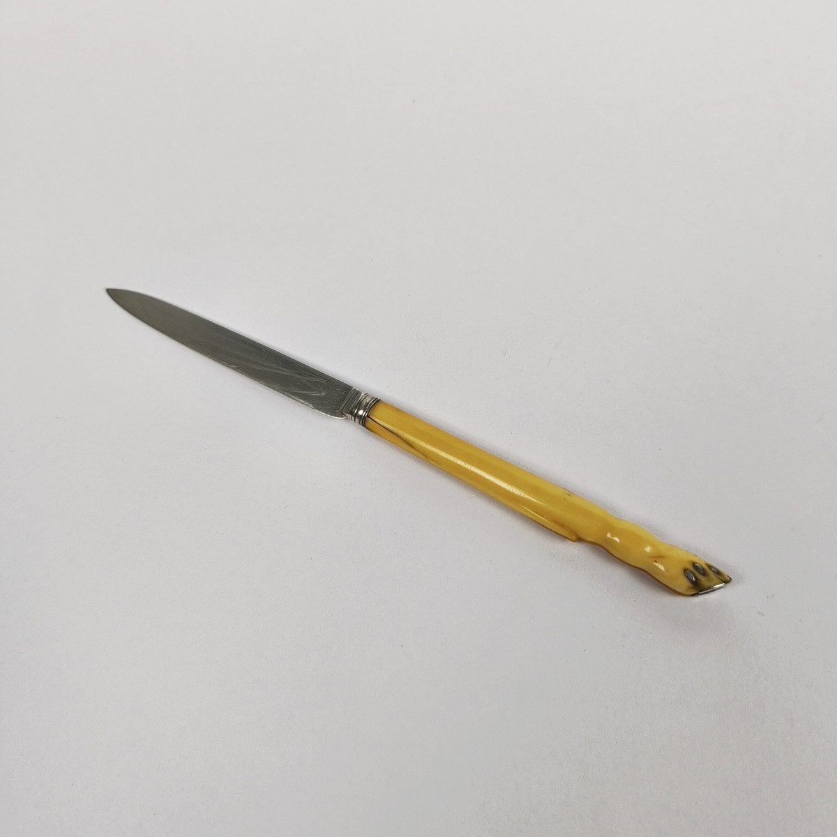 Couteau de cavalier en argent massif du XVIIIe siècle, le manche en forme de patte de cheval. -photo-4