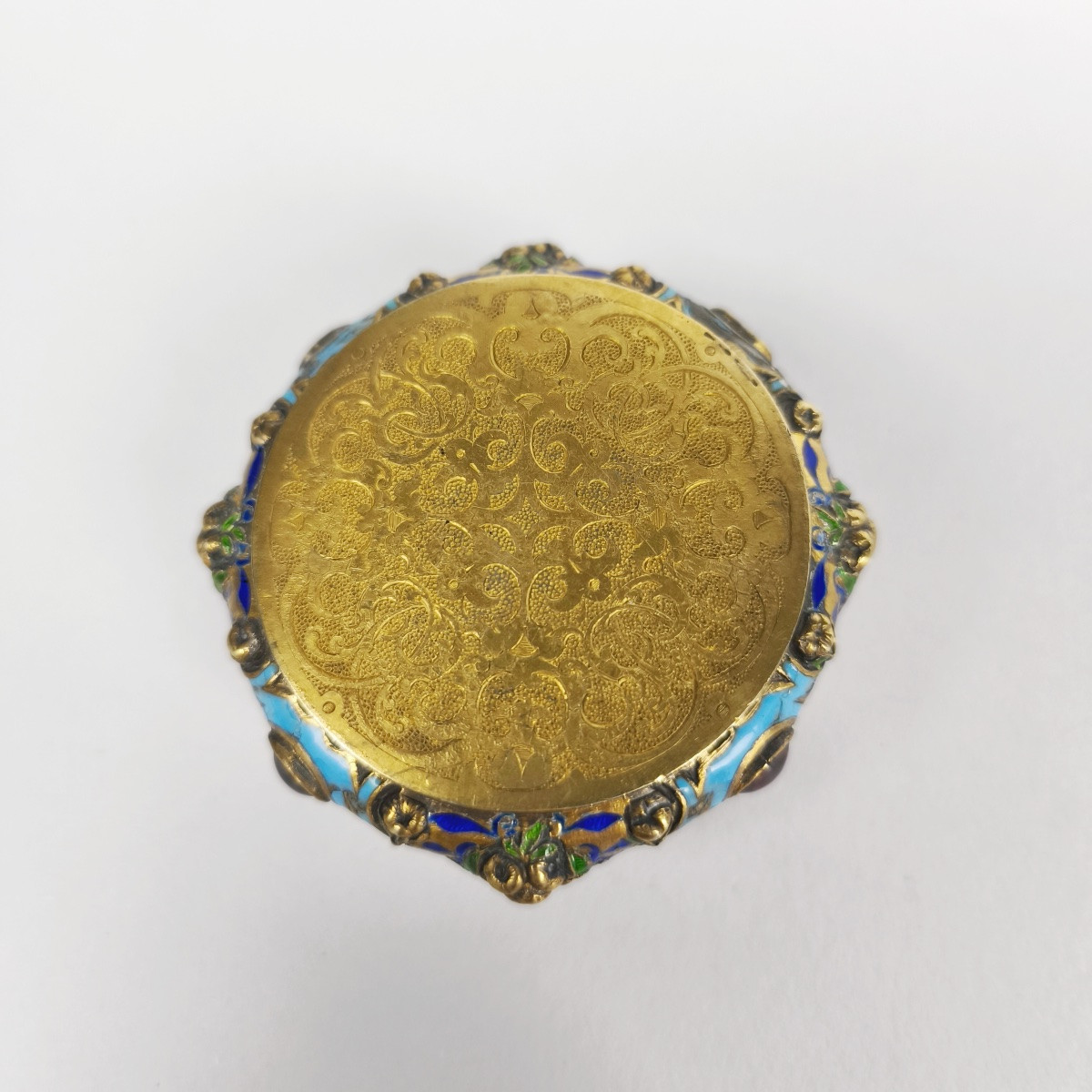 Solid Silver And Vermeil Enameled Troubadour Box, Neo-renaissance Style. 19th Century.-photo-6