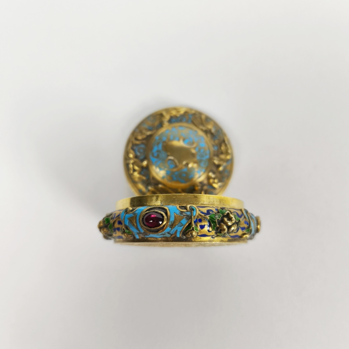 Solid Silver And Vermeil Enameled Troubadour Box, Neo-renaissance Style. 19th Century.-photo-7