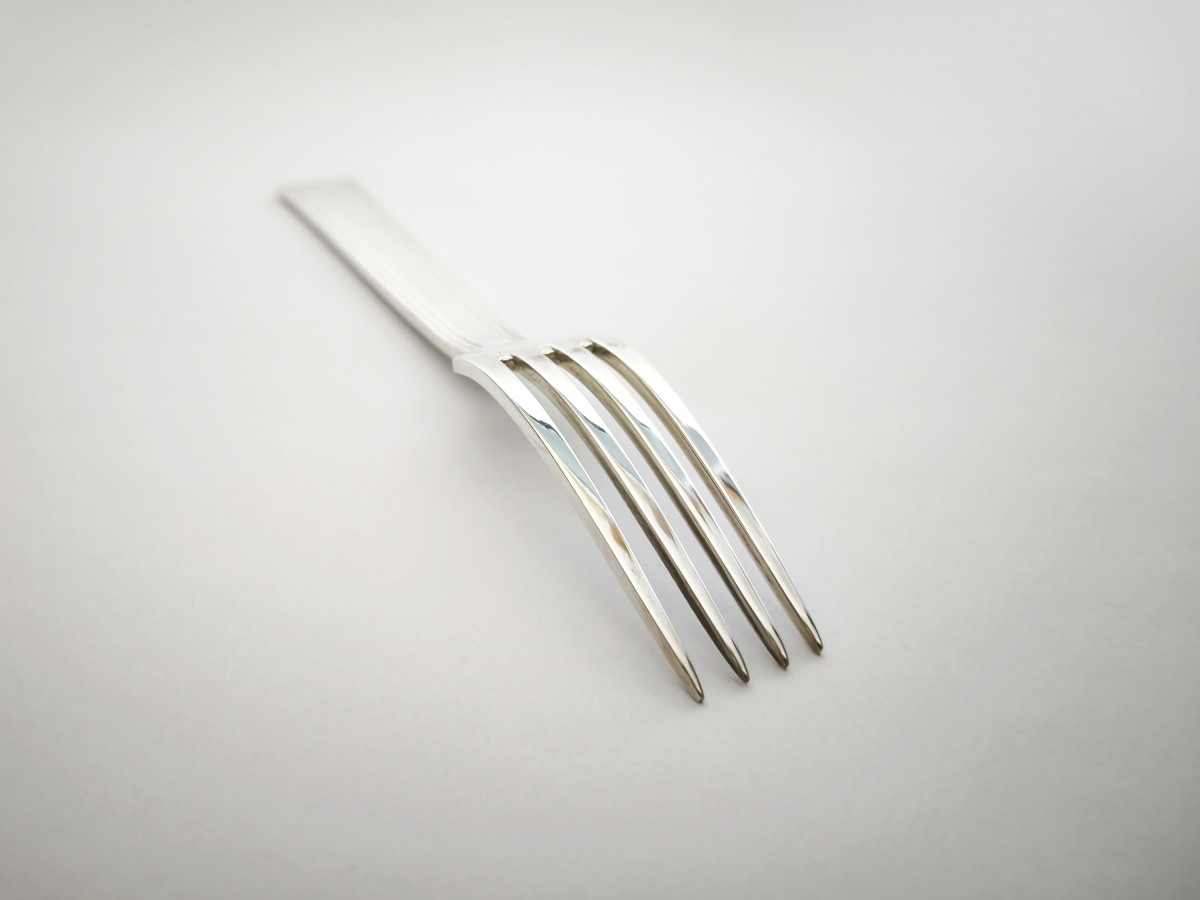 Jean Tetard (?): Heavy And Massive Art Deco Solid Silver Fork C1930-photo-5