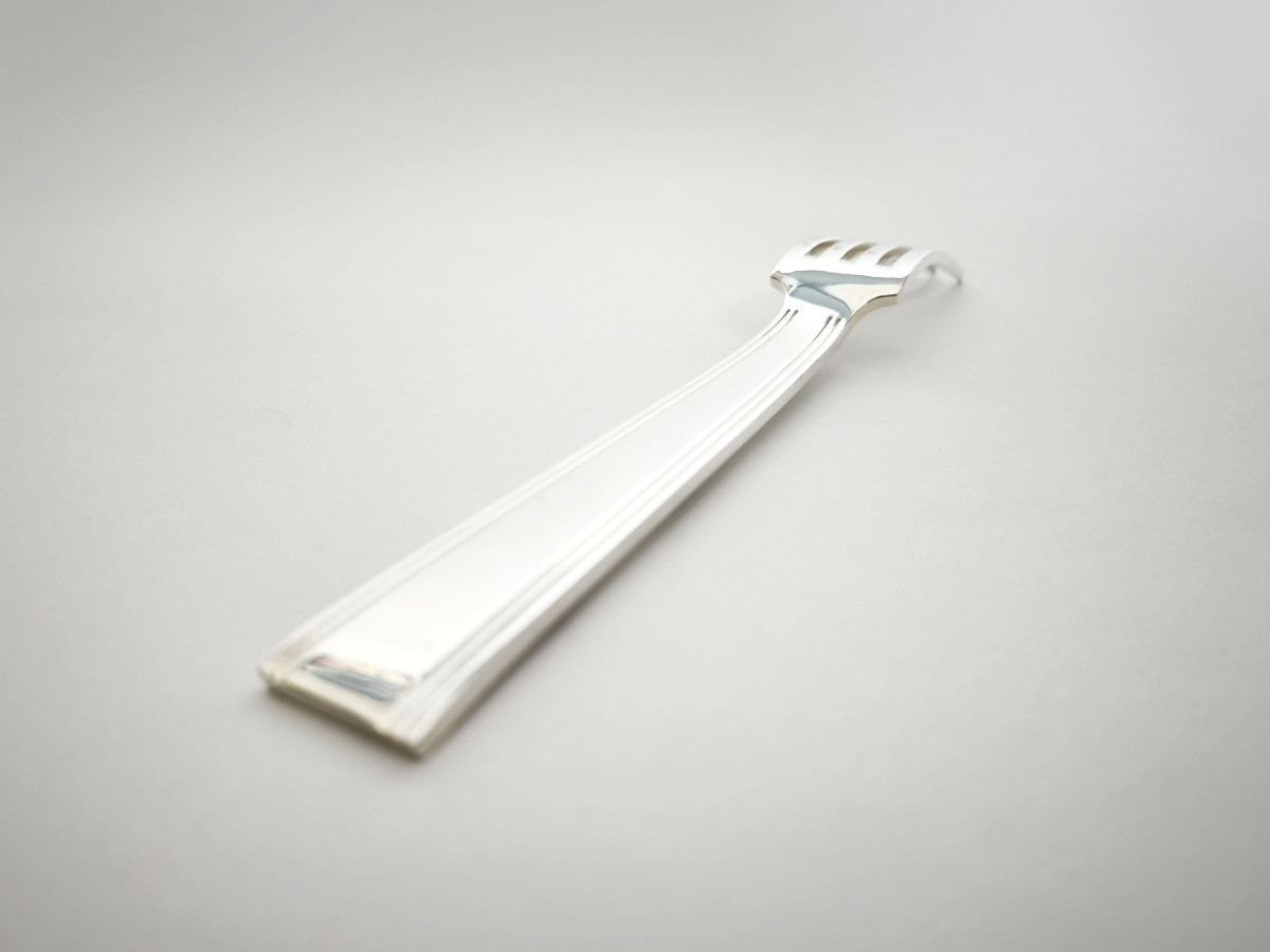 Jean Tetard (?): Heavy And Massive Art Deco Solid Silver Fork C1930-photo-7