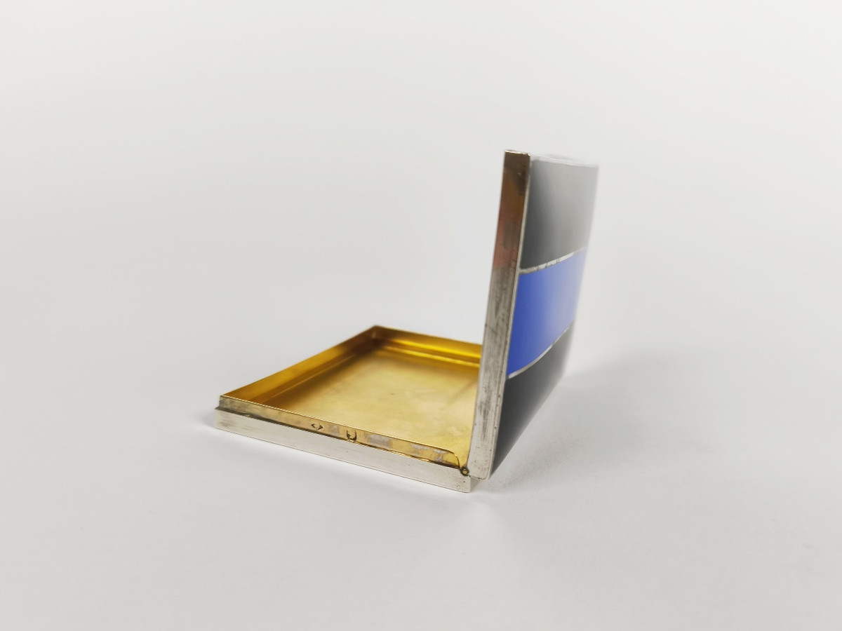 Art Deco: Solid Silver And Vermeil Case; Guilloché And Enameled. Early 20th Century. Enamel-photo-4