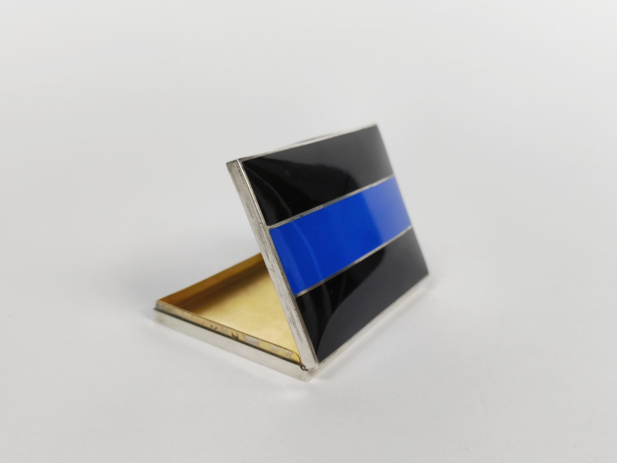 Art Deco: Solid Silver And Vermeil Case; Guilloché And Enameled. Early 20th Century. Enamel-photo-5