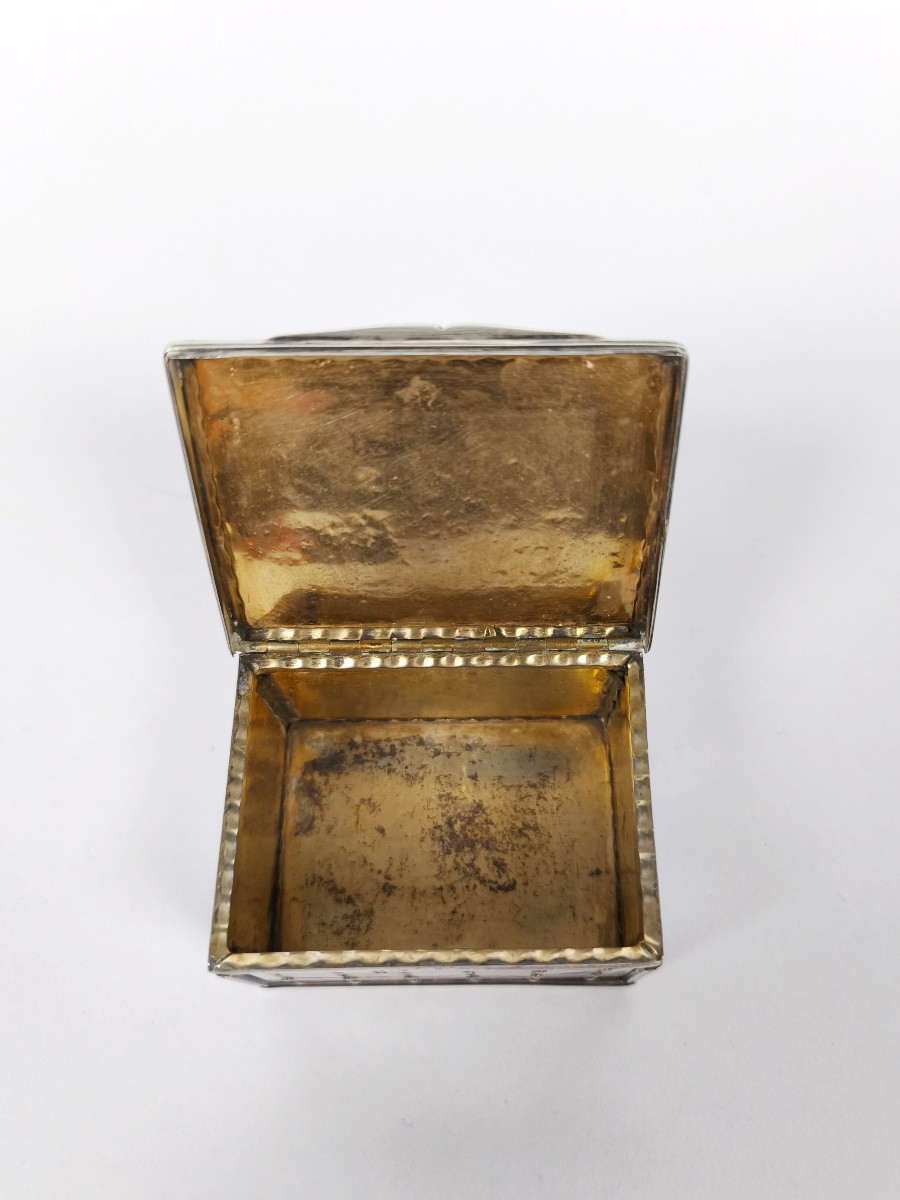 18th Century Snuffbox, Cage Mount In Solid Silver, Mother-of-pearl And Coral Composition.-photo-6