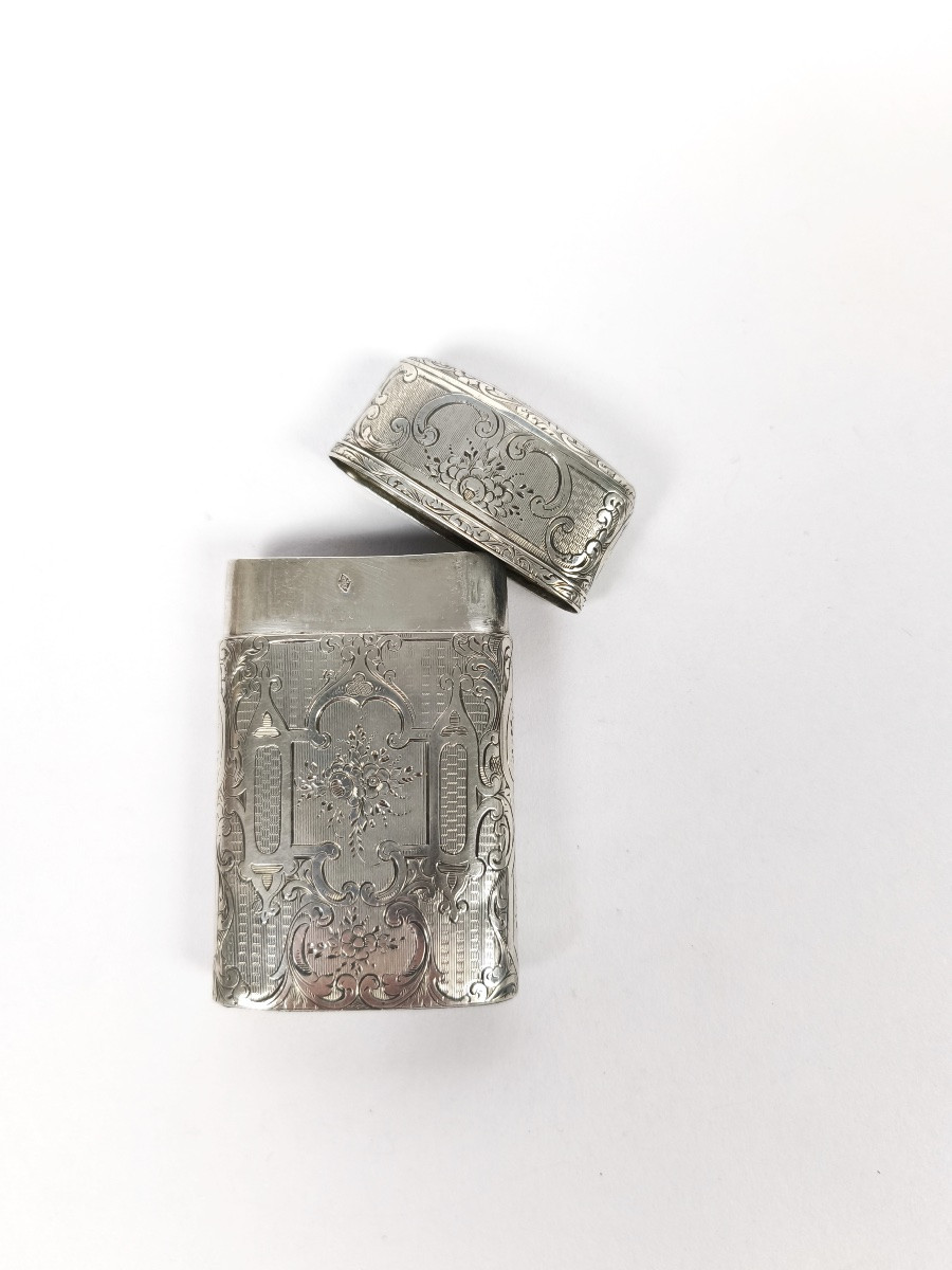 Guilloché Solid Silver Pyrogene, Second Empire, Napoleon III, Late 19th Century. -photo-2