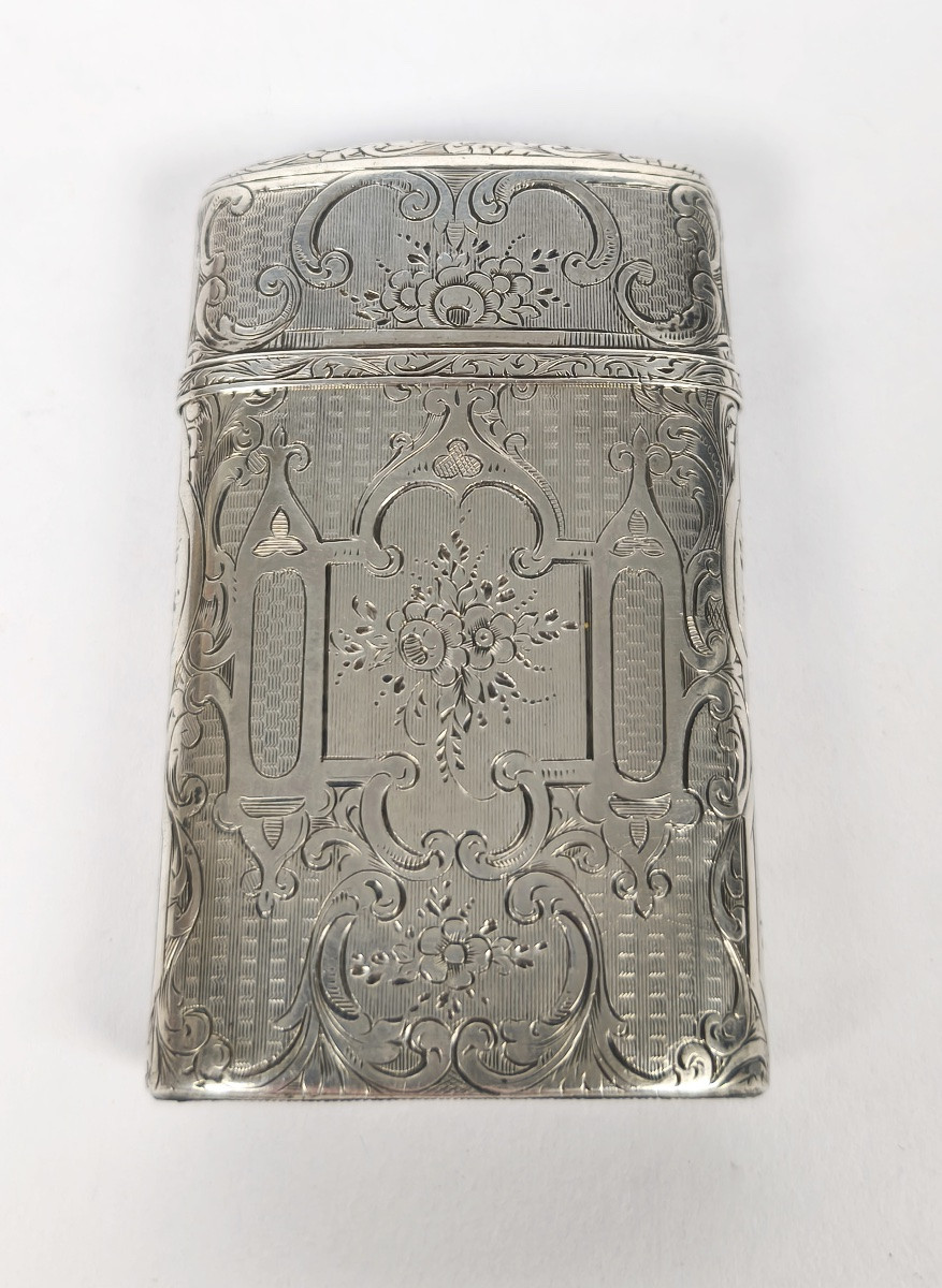 Guilloché Solid Silver Pyrogene, Second Empire, Napoleon III, Late 19th Century. -photo-3