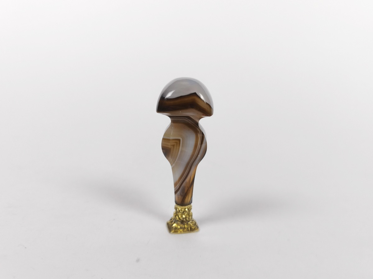 Chateau de Cangé : sceau en agate et argent massif / vermeil du XIXe siècle. -photo-3