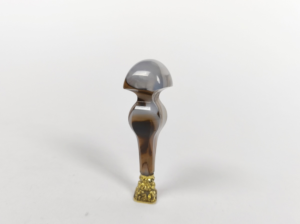 Chateau de Cangé : sceau en agate et argent massif / vermeil du XIXe siècle. -photo-4