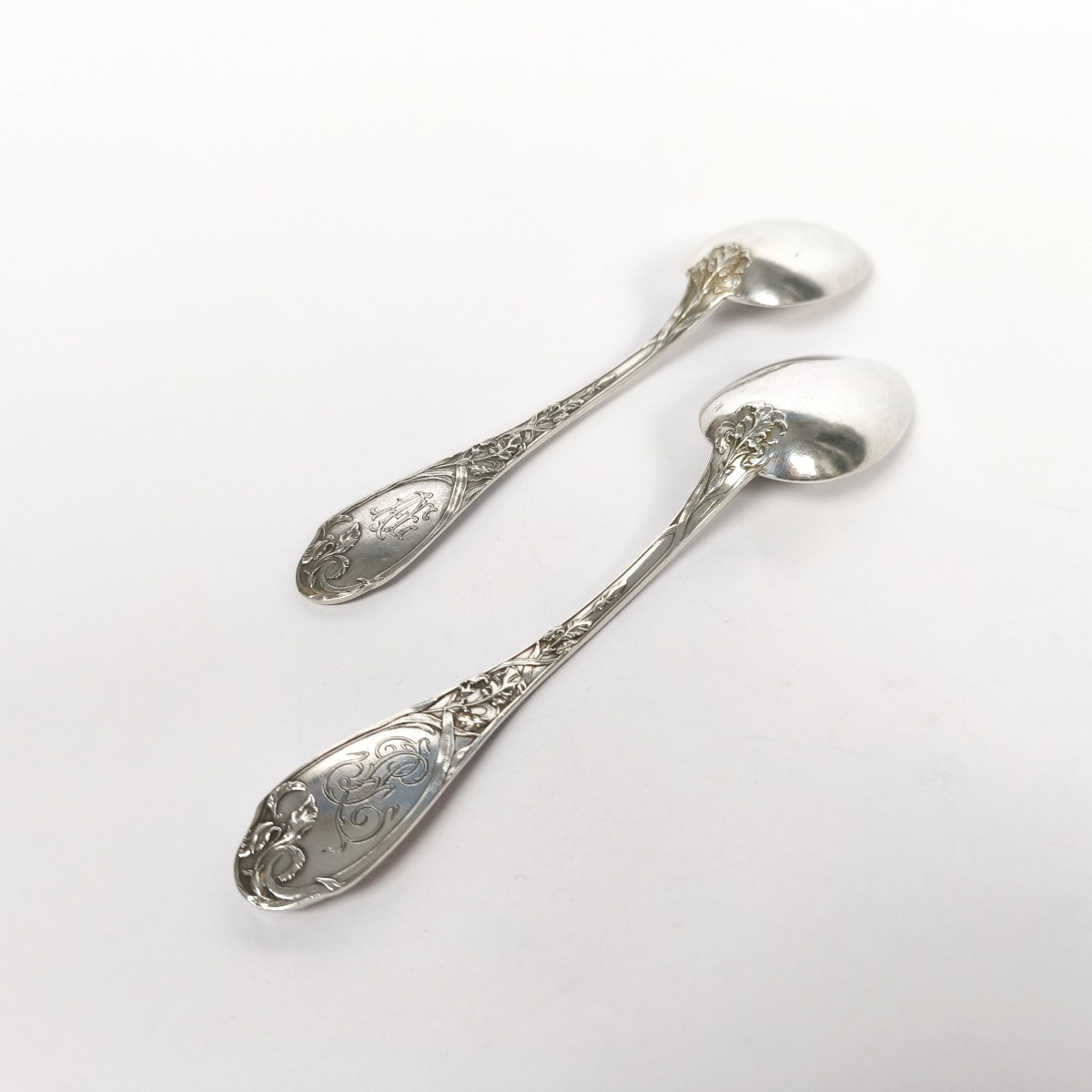 Puiforcat : couvert en argent massif Art Nouveau, modèle aux Iris. C1900 -photo-4