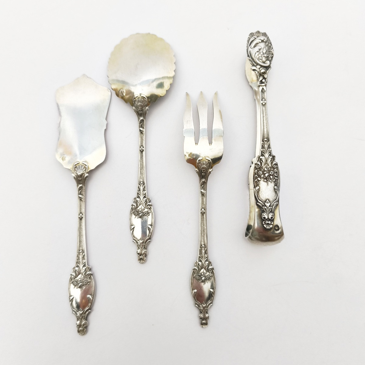 Schifferlet: Solid Silver Cutlery For Petits Fours/seed Cakes. St. Louis XV / Art Nouveau-photo-4