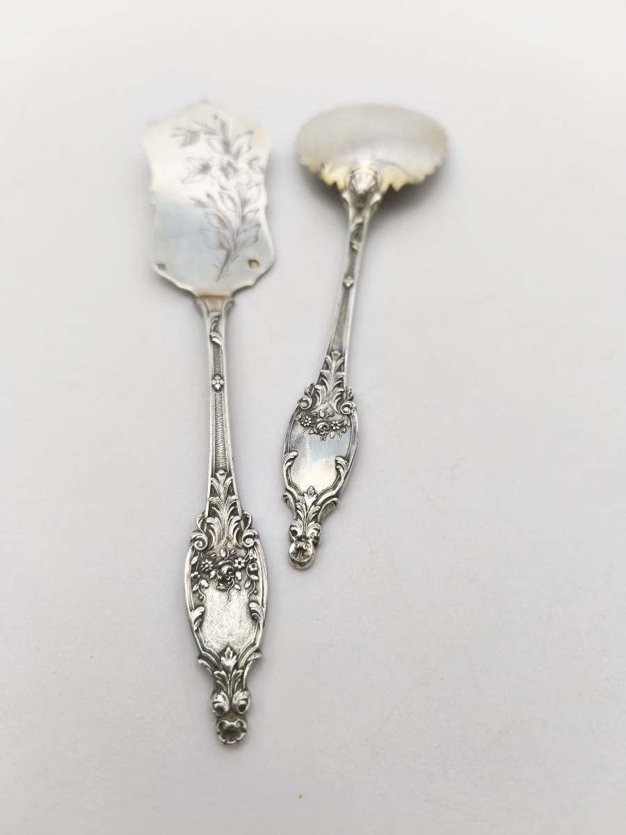 Schifferlet: Solid Silver Cutlery For Petits Fours/seed Cakes. St. Louis XV / Art Nouveau-photo-1