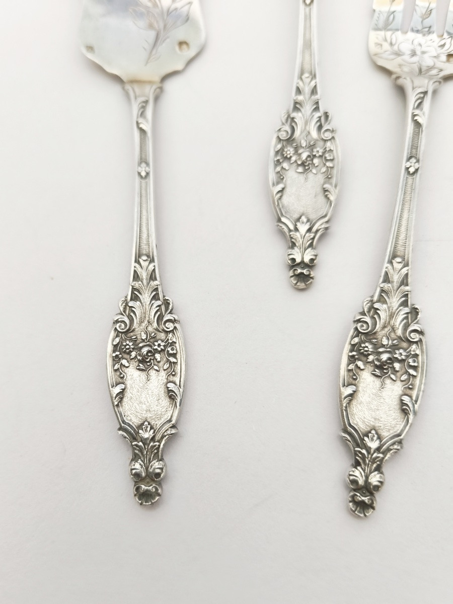 Schifferlet: Solid Silver Cutlery For Petits Fours/seed Cakes. St. Louis XV / Art Nouveau-photo-4