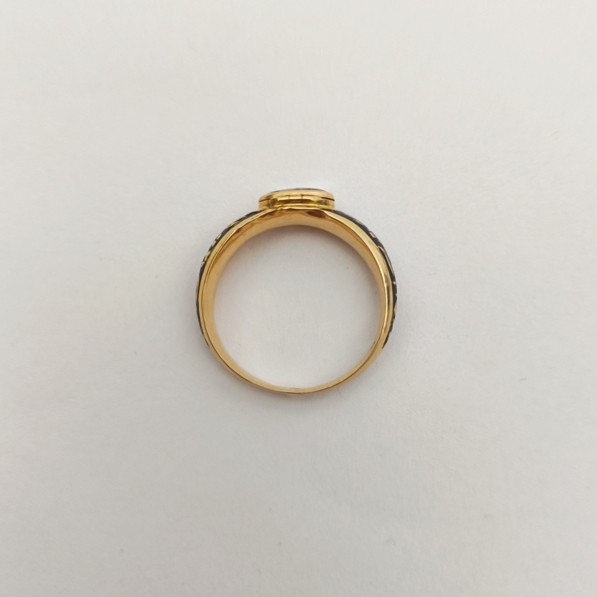 Bague à poison / système / secret de deuil en or massif émaillé. Début XIXe siècle Restauration-photo-5