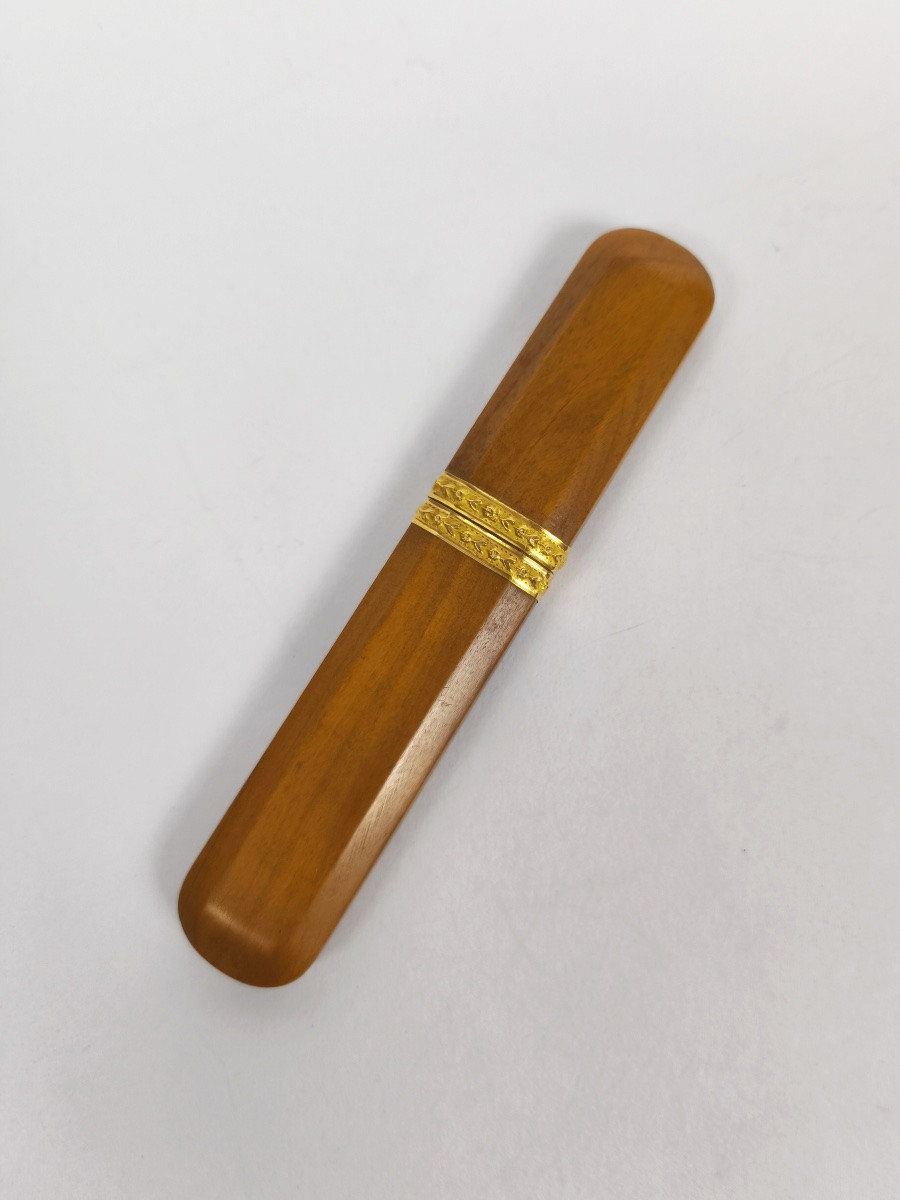 Large Needle Case Or Message Case In Solid Wood And Gold. 19th Century. Bonnechose Family. -photo-3