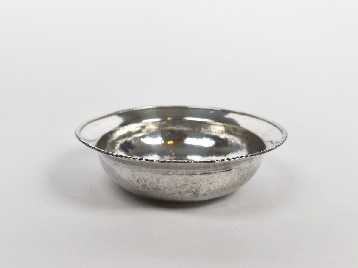 Grande coupe creuse en argent massif émaillé cloisonné. Bol à caviar ? Travail russe ? Email.-photo-4