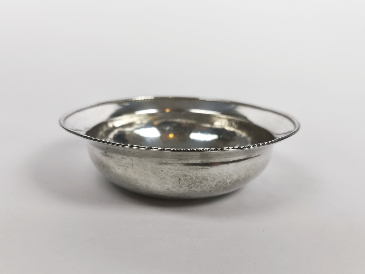 Grande coupe creuse en argent massif émaillé cloisonné. Bol à caviar ? Travail russe ? Email.-photo-5