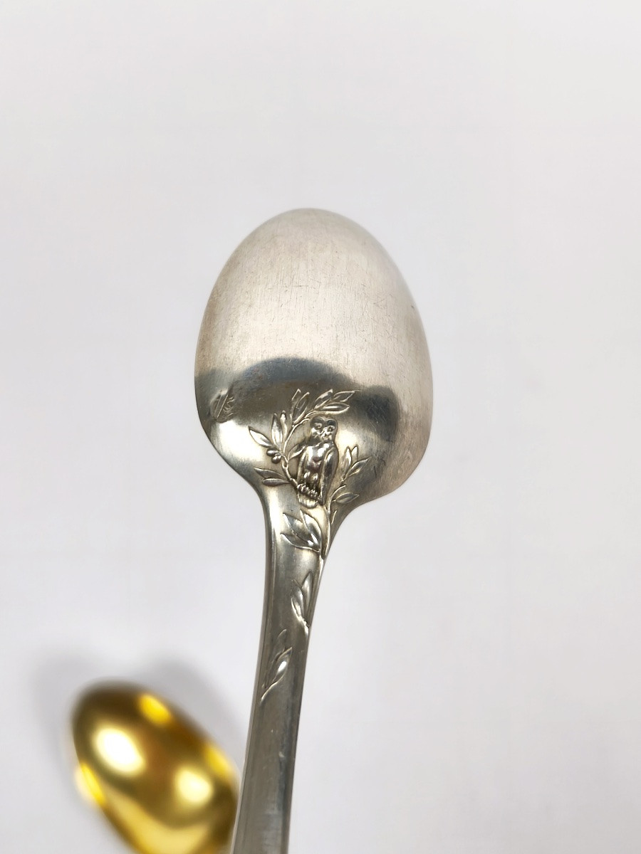 Christofle X Oscar Roty: Six Solid Silver And Vermeil Spoons, Universal Exhibition 1900-photo-5
