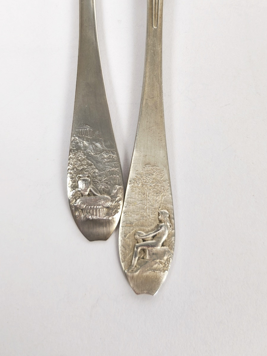 Christofle X Oscar Roty: Six Solid Silver And Vermeil Spoons, Universal Exhibition 1900-photo-6