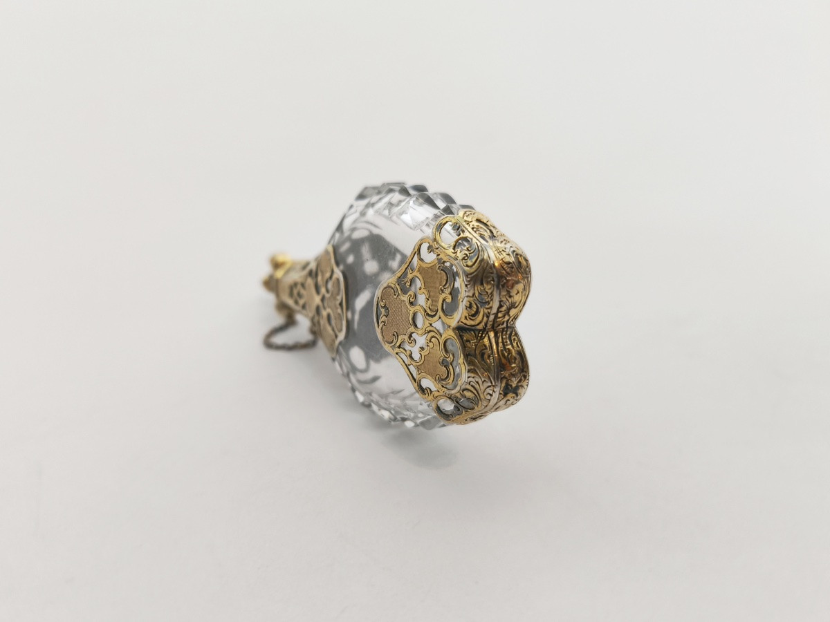 Large Salt Bottle In Glass Or Crystal And Solid Silver Vermeil. Napoleon III Period, 19th Century. -photo-5