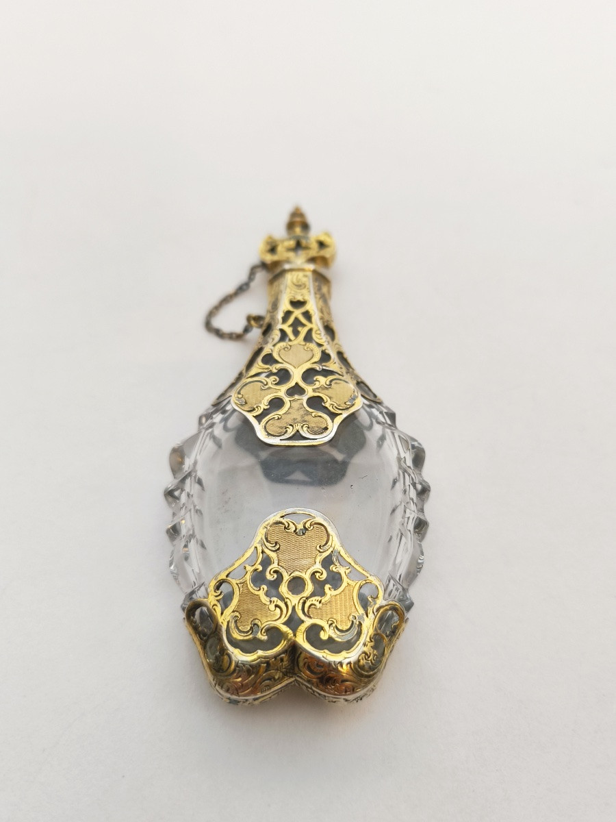 Large Salt Bottle In Glass Or Crystal And Solid Silver Vermeil. Napoleon III Period, 19th Century. -photo-6