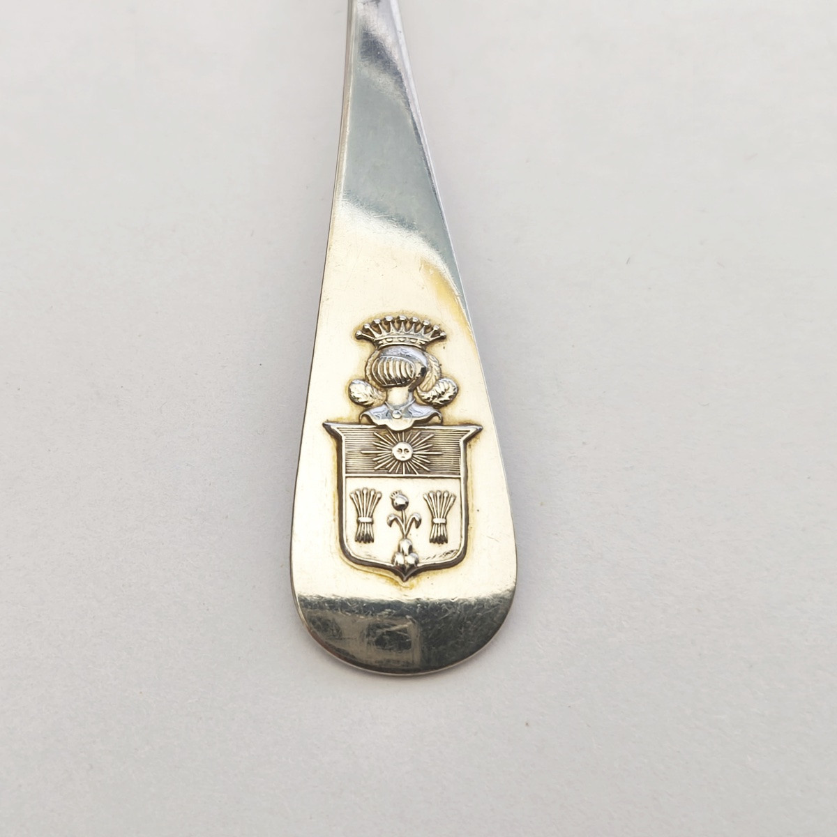 Twelve Solid Silver Dessert Spoons, Fazy Family Coat Of Arms. 19th Century, Geneva? -photo-3