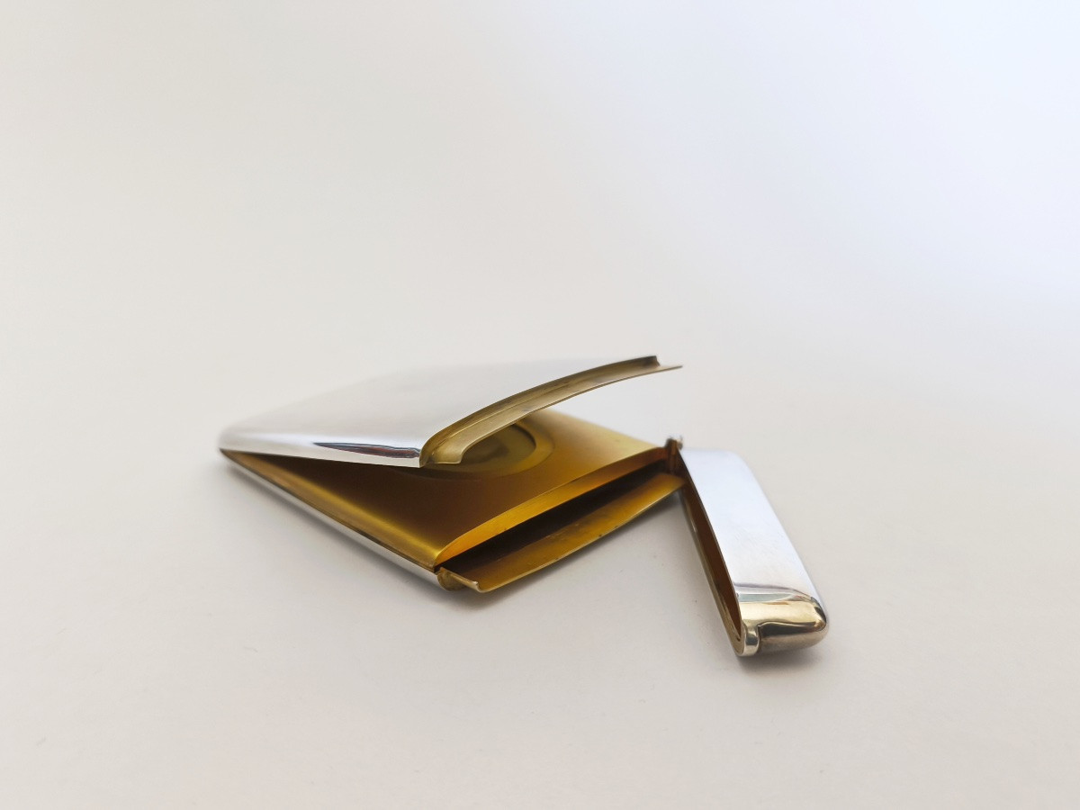 Etui à carte de visite / cigarettes  Argent Massif & Vermeil avec compartiment photo Secret. UK-photo-3